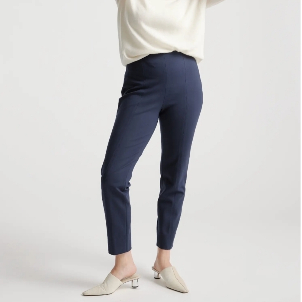 Quince Navy Ultra-Stretch Ponte Maternity Ankle Pants M